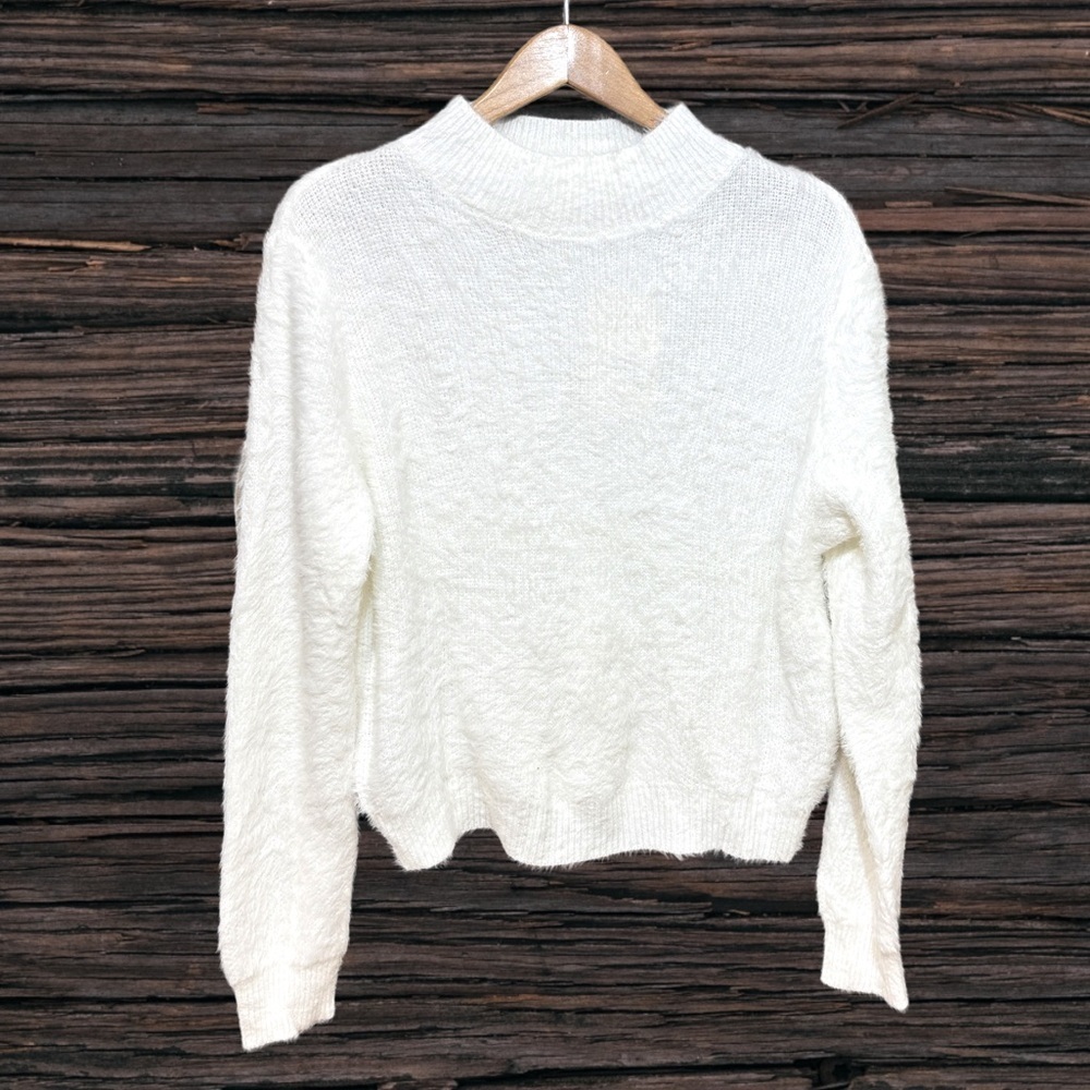 Miracle White Boxy Ribbed Sweatshirt